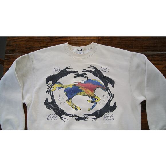 Vintage The Mountain 1996 Mustang Tan 2XL Crewneck Sweatshirt Southwest RARE! - Picture 1 of 9